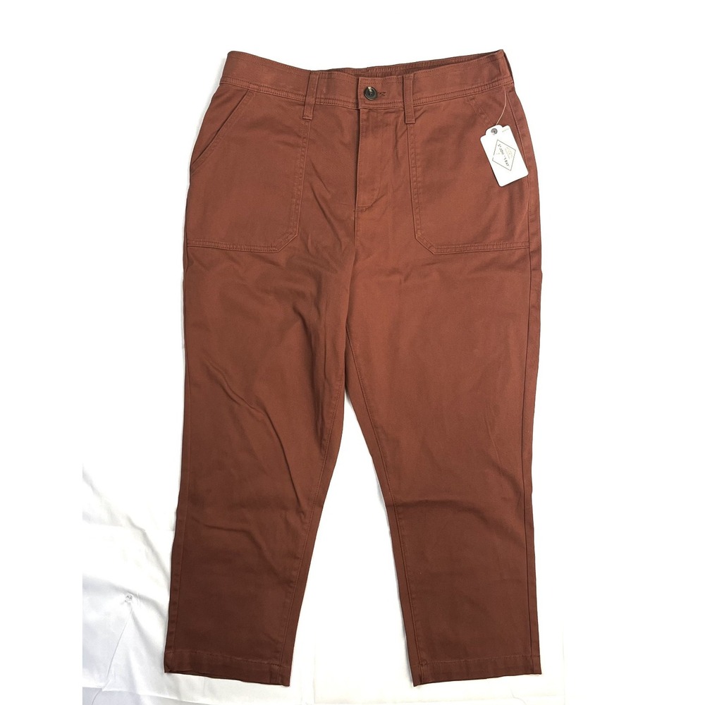 NEW St. John's Bay Women's Petite 12P Aurora Brown Stretch Utility Crop Pants